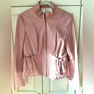 Zariah Genuine Leather Lamb Nappa Jacket. Pearly pink. Women XS